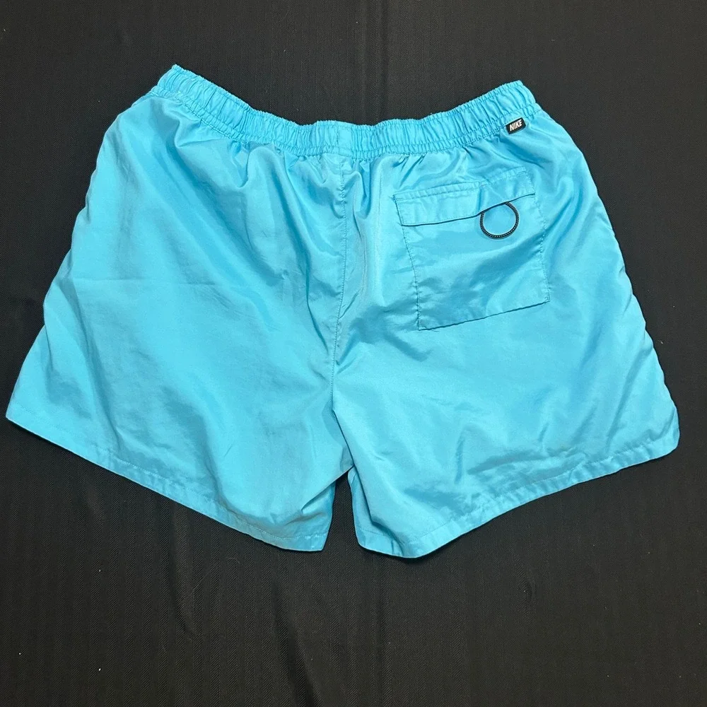 Nike Mens XXL Light Blue Mesh Lined Swim Trunks Shorts Embroidered Logo